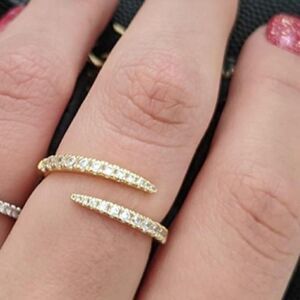 Zirconia Open Twist Wrap Ring 925 Stamped Gold Rose Gold or Sterling Silver